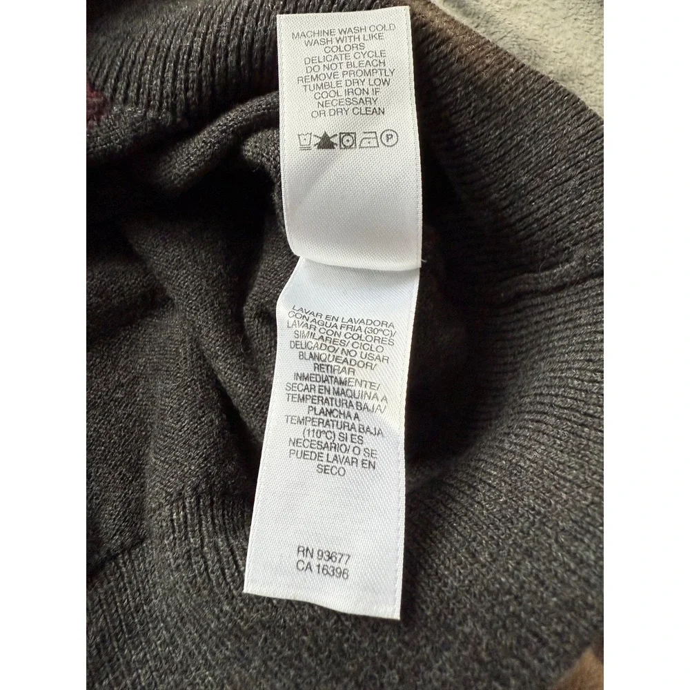 Claiborne Argyle Sweater Vest Men's XLT Gray Burgundy V-Neck Grandpa Core